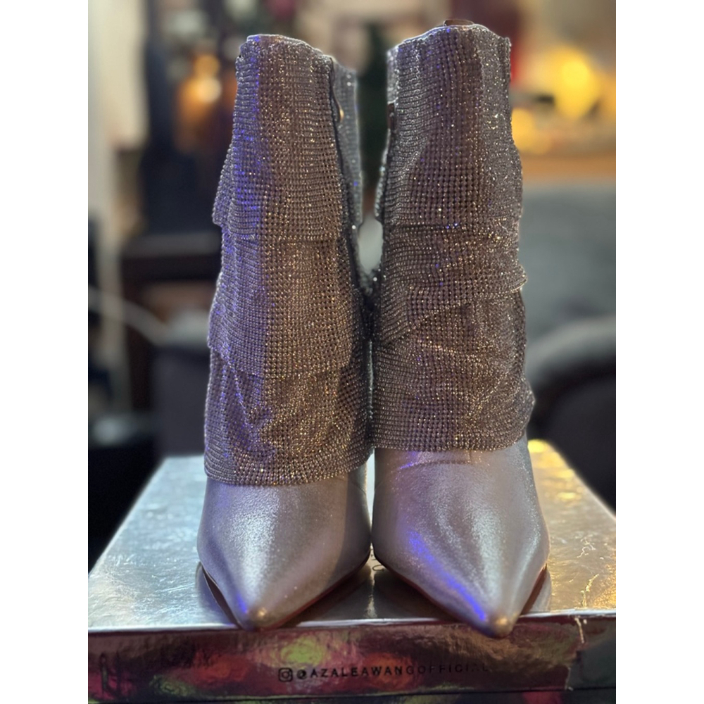 Women's Azalea Wang Heeled Boots 8.5 Silver